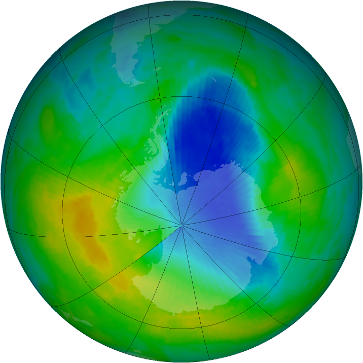 Antarctic ozone map for 25 November 1985